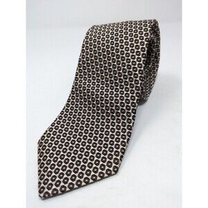 HUGO BOSS Men's Designer Silk Neck Tie Made In Italy Cream Brown Pink Geometric